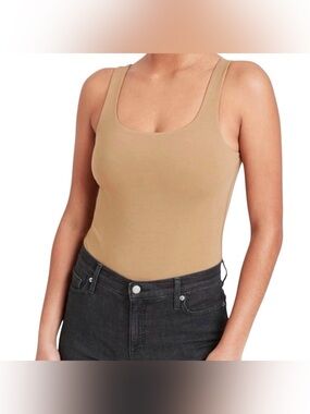 Banana Republic NWT True Hues Tank Bodysuit Scoop Neck Nude Camel Tan Size M